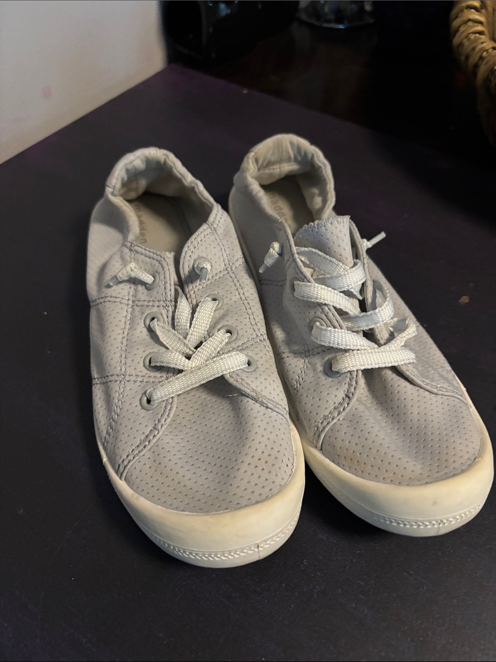 Madden Girl Light Gray Perforated Lace-Up Sneakers